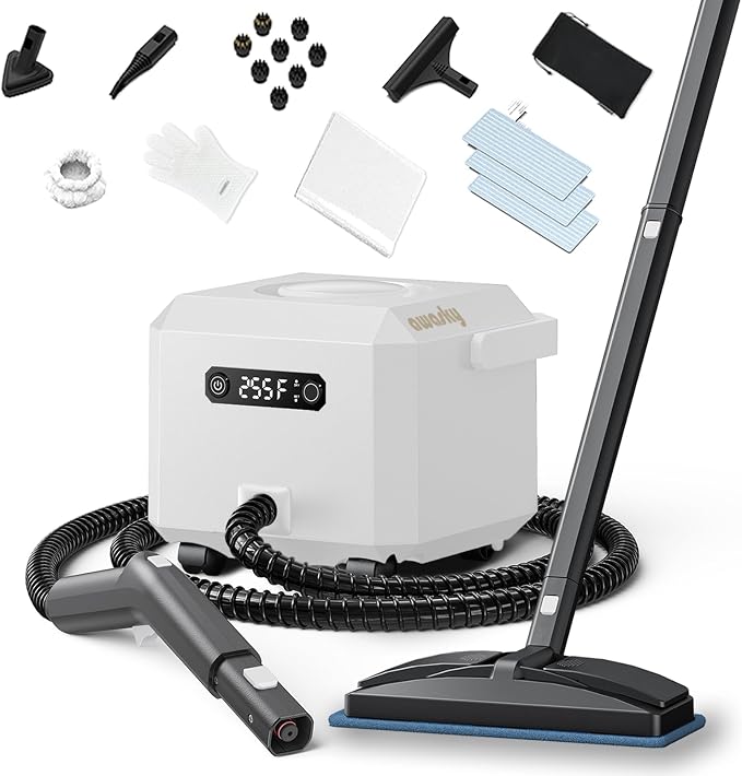 Steam Cleaner: 1650W, Fast 50-Sec Heat-Up-21-Piece Kit Refill Anytime-No by awasky