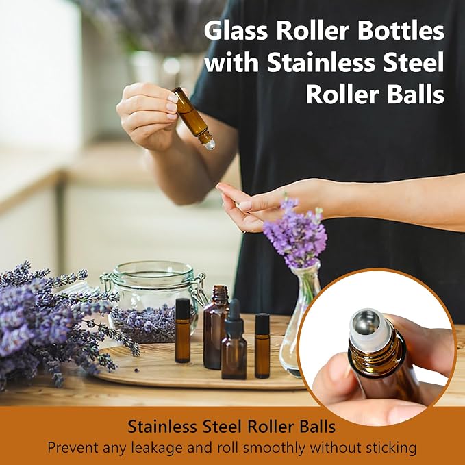 KEYWING 10ml Amber Roller Rottles - Image 5