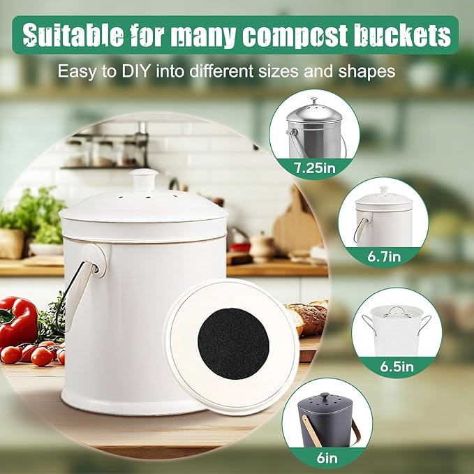 7.25 Inch Charcoal Filters for 10 Pack Kitchen Countertop Compost Bins - Image 7