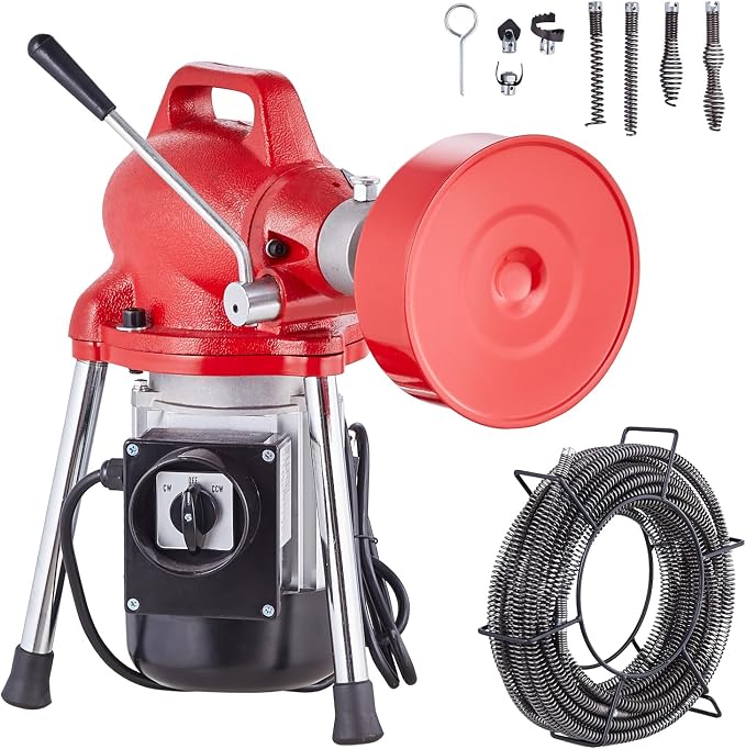 VEVOR Drain Cleaner Machine 66FT x 5/8 Inch, 250W Electric Sewer Snake Auger - Image 9