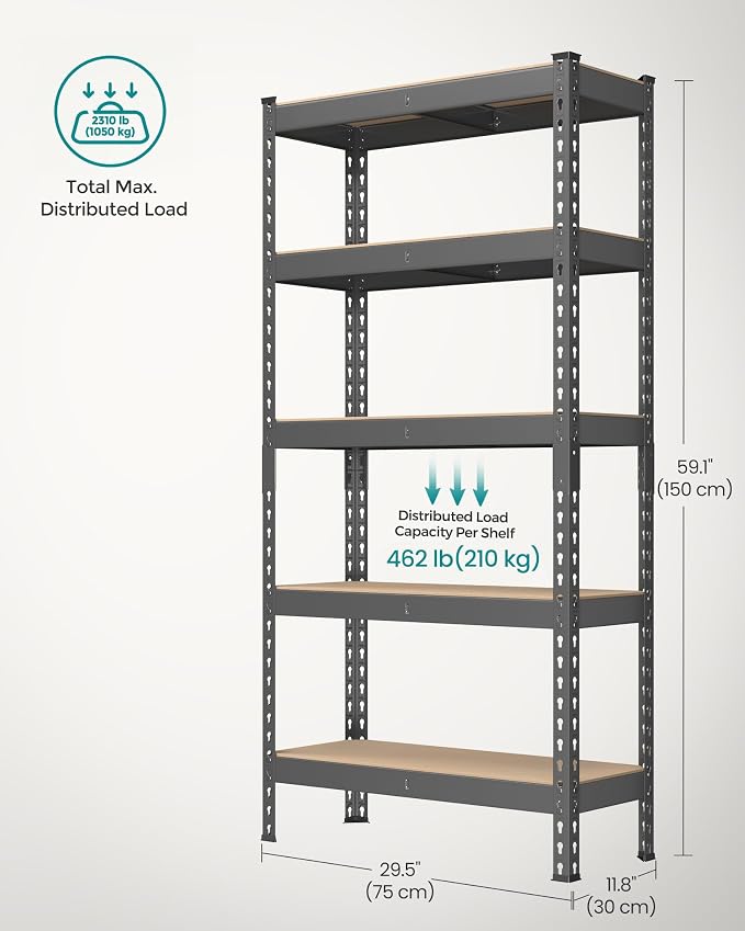 SONGMICS 5-Tier Storage Shelves, Load 2310 lb, Boltless Assembly, Adjustable - Image 3