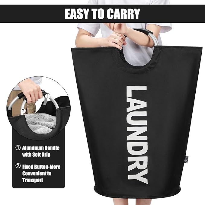 DOKEHOM 125L X-Large Laundry Basket, Collapsible Laundry Bag, Freestanding Tall - Image 5