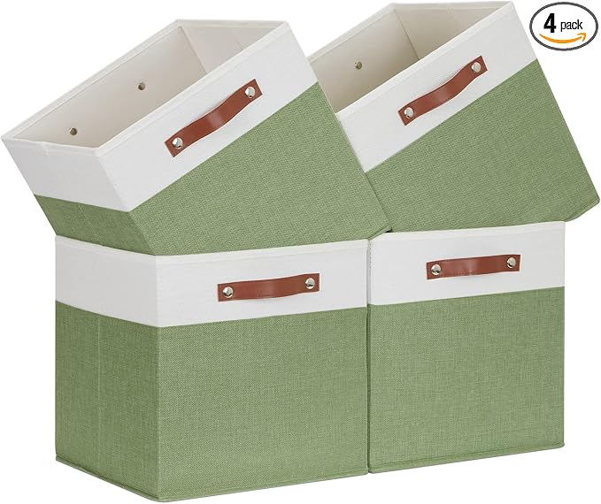 Temary 13 Inch Cube Storage Bin 4 Pack Fabric Storage Cubes Fabric Storage Bin by TEMARY