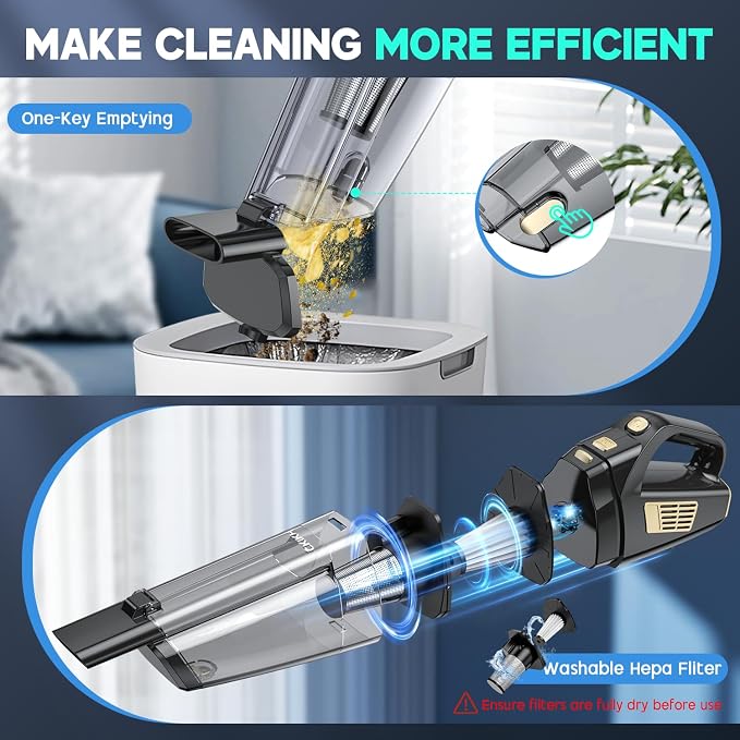 Handheld Vacuum Cordless, 15000PA Strong Suction Hand Held Car Vacuum Cleaner - Image 6