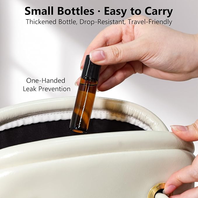 KEYWING 54 Pack Empty Essential Oil Roller Bottles – 10ml Amber Glass Roll-On - Image 6