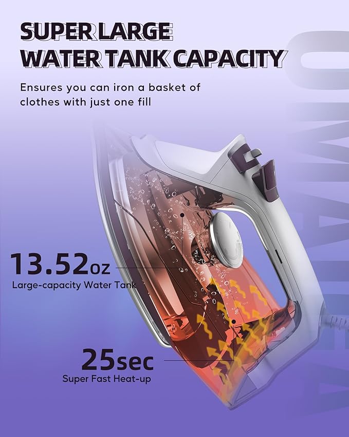 Steam Iron for Clothes - 1750W Iron - Image 6