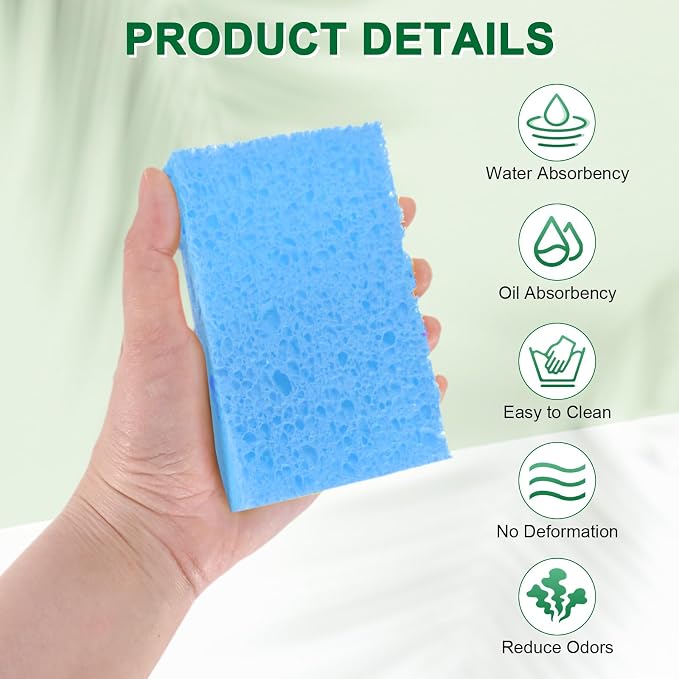 6-Pack Kitchen Sponges, Condense Eco Cellulose Non-Scratch Scrub Heavy Sponge - Image 2