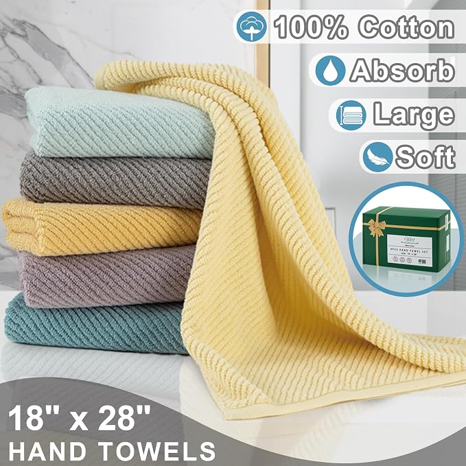 VOOVA & MOVAS Hand Towels for Bathroom Set of 4，Large 18"x 28" - Image 3