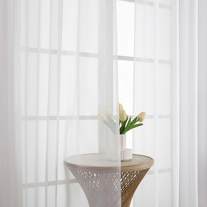 Chyhomenyc Extra Long White Sheer Curtains 120 Inches Long 2 Panels, Light - Image 9