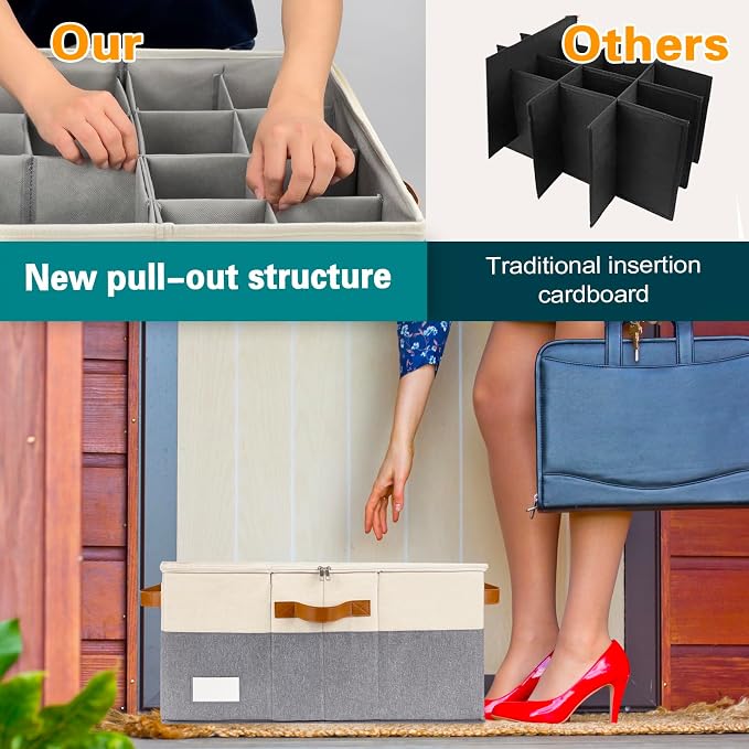 Shoe Organizer for Closet, Foldable Shoe Storage Bins - Image 3