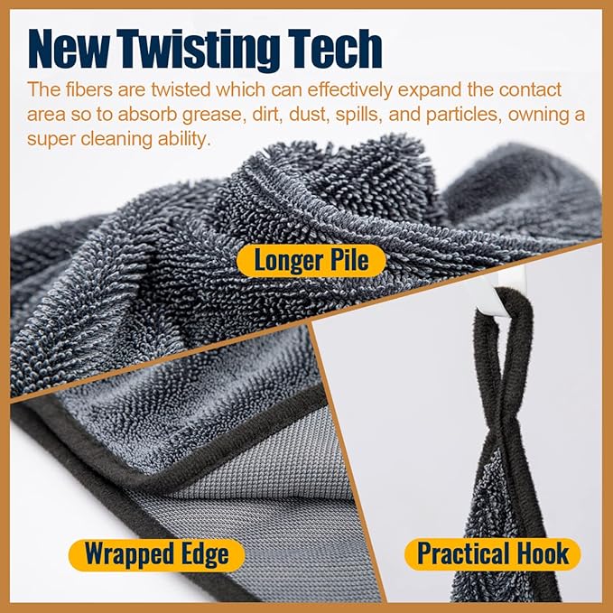 Airlab Microfiber Towels for Cars Wash Drying Extra Large Super Absorbent - Image 3