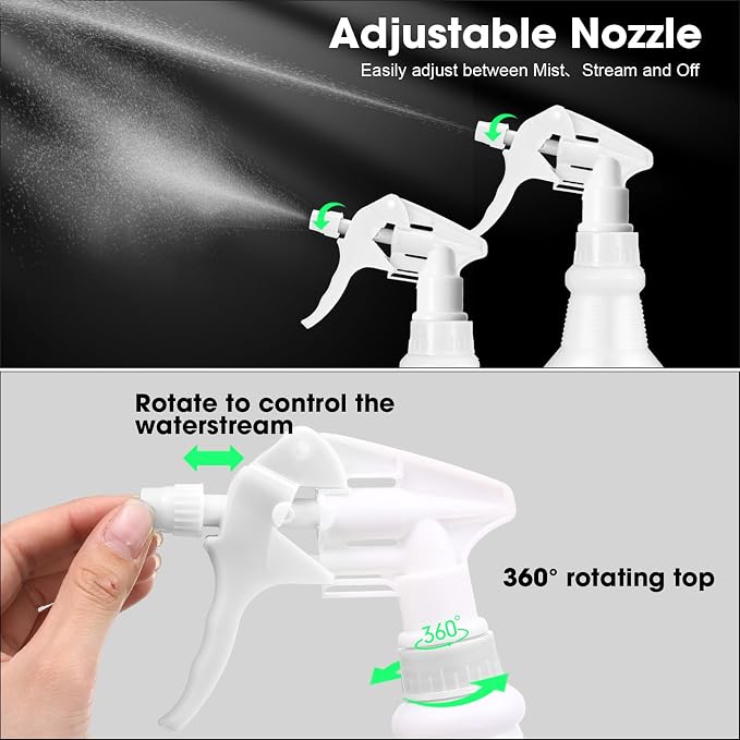 Eccliy 12 Pcs 16 Oz Plastic Spray Bottle, Adjustable Empty Reusable Sprayer - Image 3