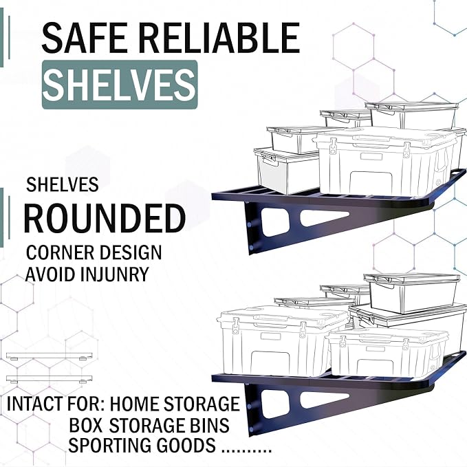 2-Pack 2x4ft Garage Wall Shelving, 2 Shelf Total 8 ft Garage Wall Storage - Image 4