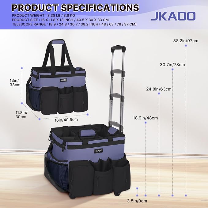 Large Rolling Cleaning Caddy Bag - Image 2