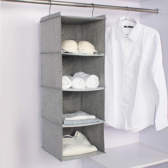 Hanging Closet Organizer, Easy Mount Collapsible 4-Shelf Camper Closet Wardrobe - Image 8
