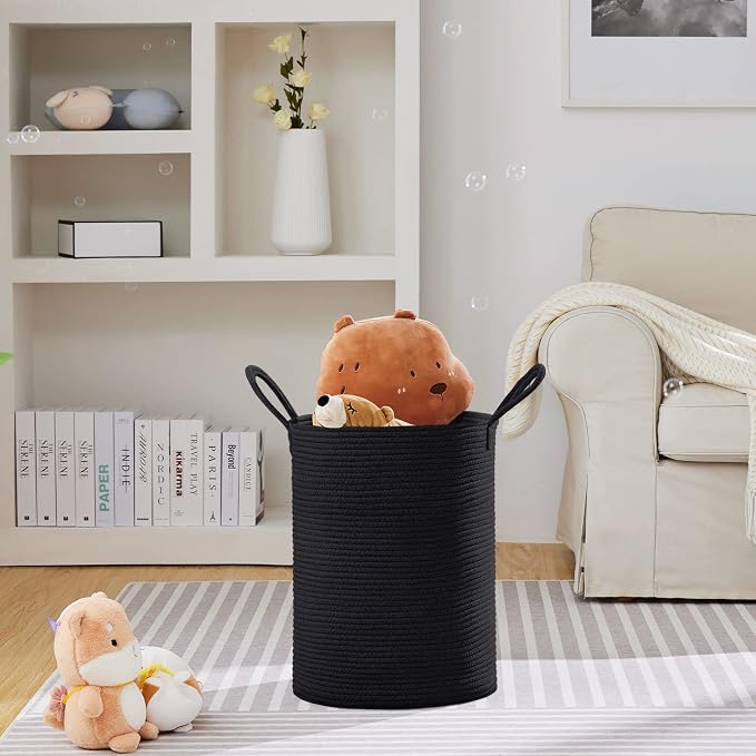 VIPOSCO Large Laundry Hamper, Tall Woven Rope Storage Basket - Image 2