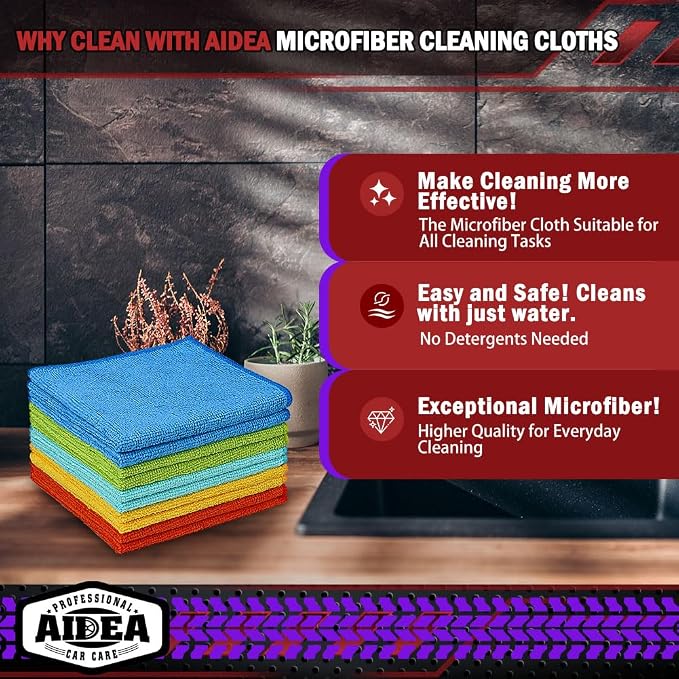 AIDEA Microfiber Cleaning Cloth 20PK, Microfiber Towels - Image 2