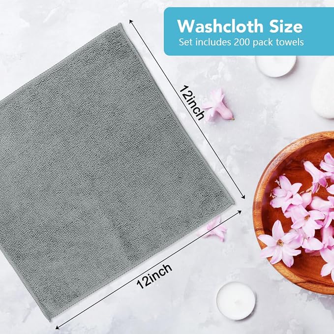 Orighty Wash Cloths Bulk Towels Set 200 Pack, Highly Absorbent and Soft Feel - Image 4