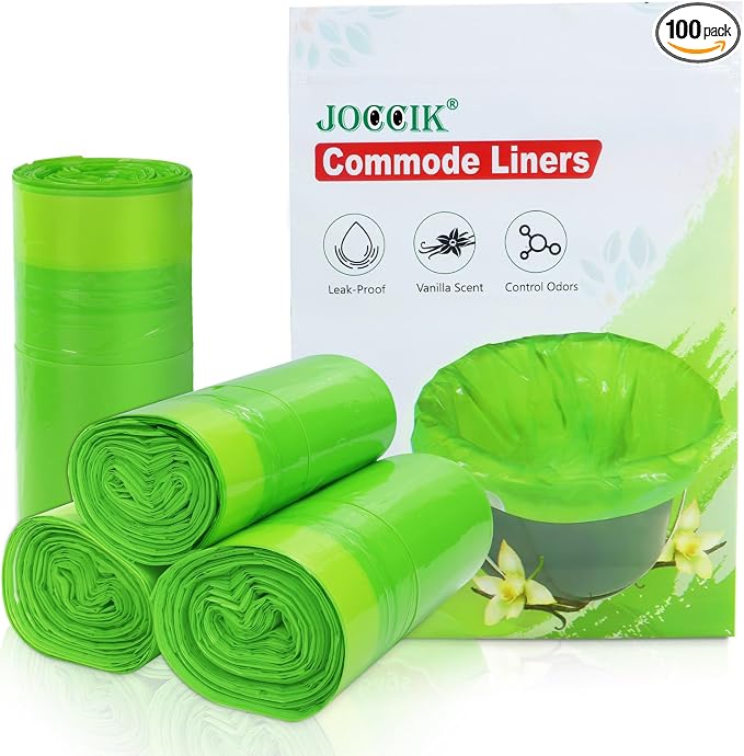 Commode Liners for Bedside Commode Vanilla Scented 100pcs Disposable Bags by JOCCIK