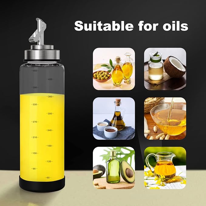 Suli Glass Olive Oil Dispenser Bottle -2 Pack17oz Oil and Vinegar Cruet Set - Image 5