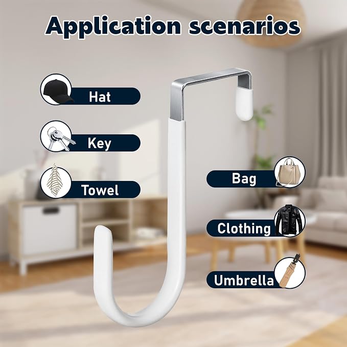 HOOSUN 4 Pack Over The Door Hooks, 4.96In Hooks - Image 7