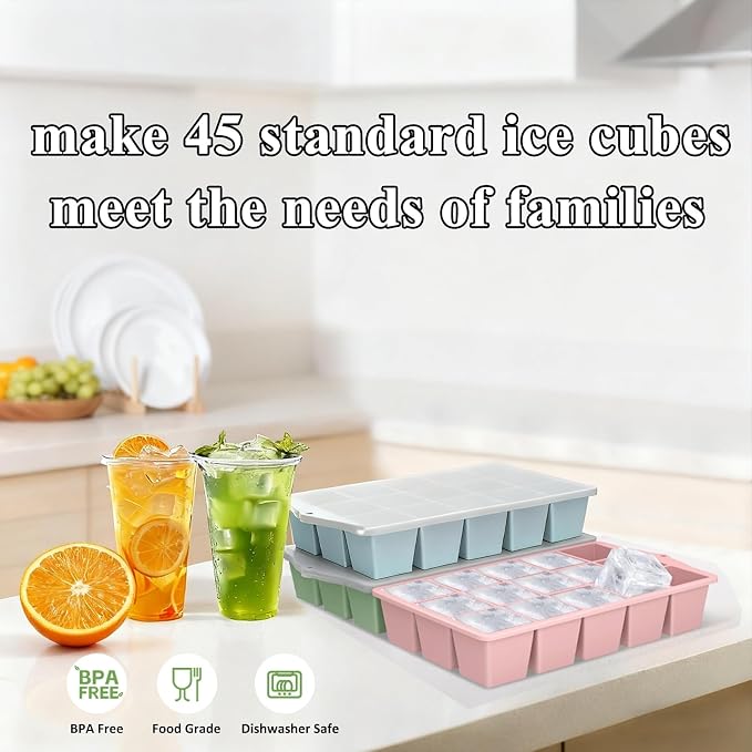 Silicone Ice Cube Tray, 3 Pack Easy-Release Stackable Ice Trays - Image 7