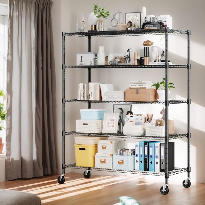 Himimi 82" H Storage Shelves 5 Tier Metal Shelving Adjustable Wire Shelf - Image 4