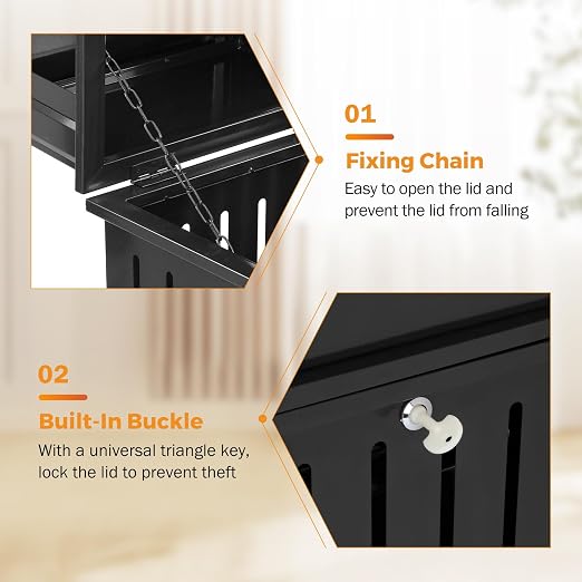 BEAMNOVA Black Trash Can Outdoor Top Tray Stainless Steel Commercial Garbage - Image 5