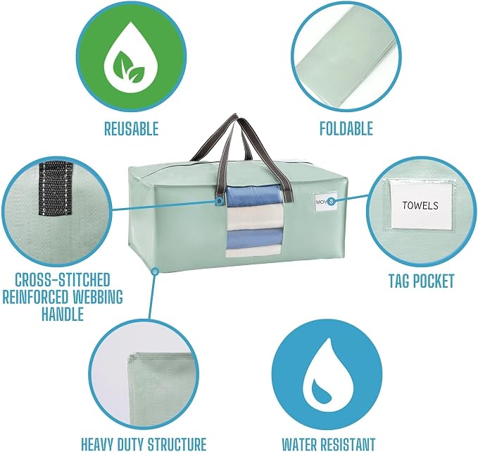VENO 4 Pack Moving Bags for College, Heavy-Duty Storage Totes, Moving Boxes and - Image 7