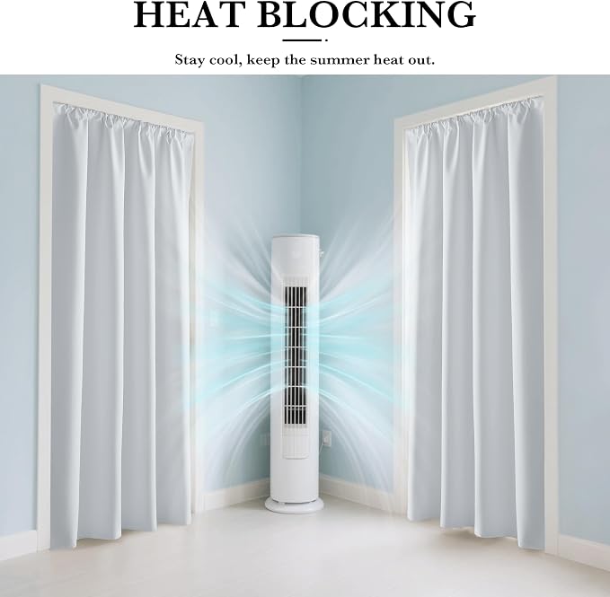 RYB HOME 100% Blackout White Short Curtains, Thermal Insulated Total Room - Image 4
