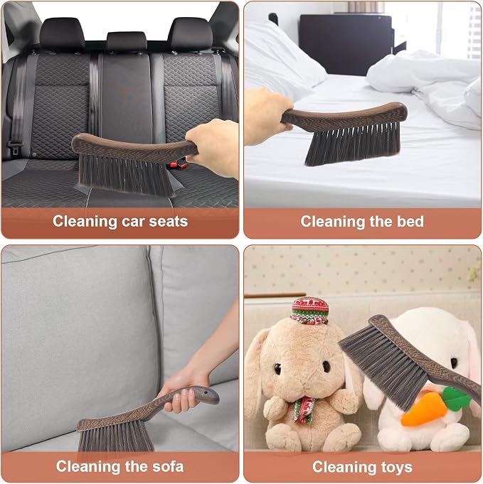 Hand Broom Brush, Wooden Handle Soft Bristle Cleaning Dust Brush, Bench Brushes - Image 3