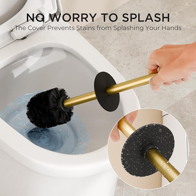 FORIOUS Toilet Brush and Holder Set, 304 Stainless Steel Long Handle and Heavy - Image 5