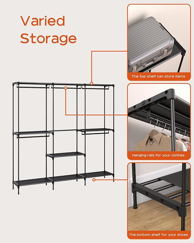 Clothes Rack, Portable Closet, 80.7 Inch Extra Large Capacity Wardrobe Closet - Image 5