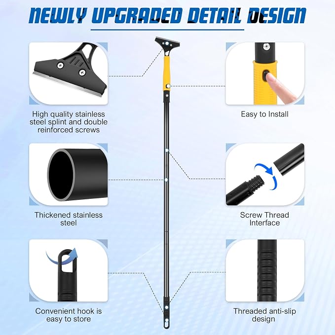 Floor Scraper Heavy Duty with Long Handle, 4 Inch Razor Blade Floor Scraper - Image 5