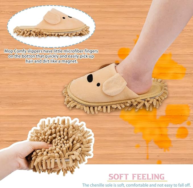 Cartoon Dog Mop Slippers Microfiber Clean Dusting Slippers Detachable Mopping - Image 2