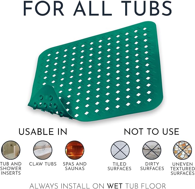 Homerella Anti Slip Shower Mat | Anti Mold Non Slip Bathtub Mat - Image 2