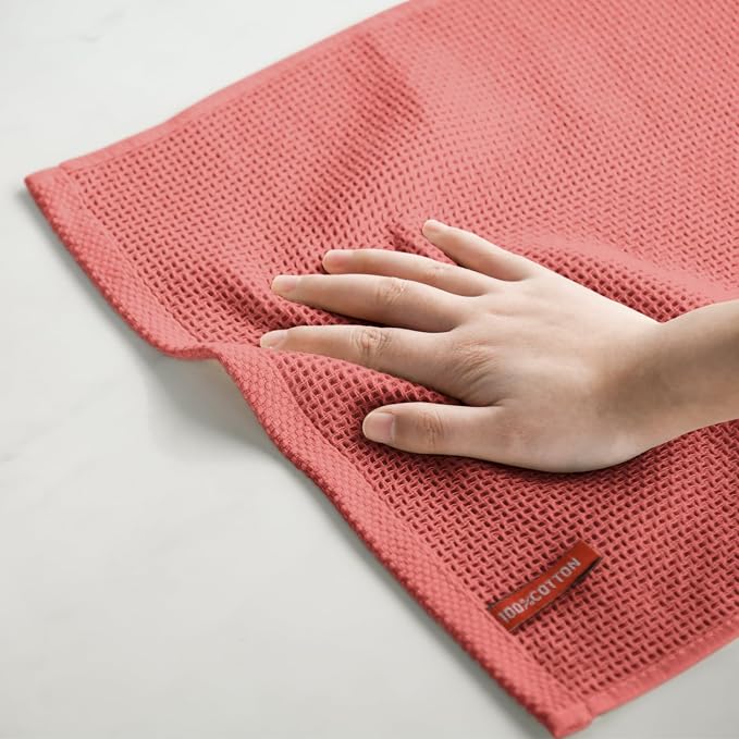 Artoid Mode 100% Cotton Red Waffle Weave Kitchen Dish Cloths, 12x12 Inch Ultra - Image 5