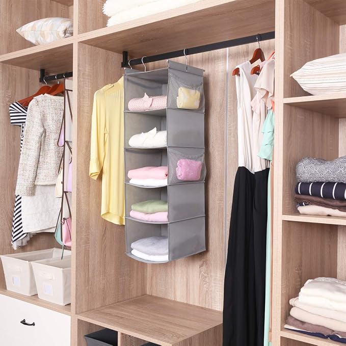 MAX Houser 5 Shelf Hanging Closet Organizer, Space Saver, Closet Hanging Shelves - Image 8