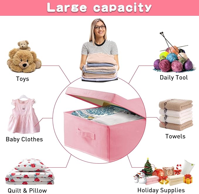 punemi Under Bed Storage With Lids, 2 Pack Pink Underbed Storage Bins Containers - Image 5
