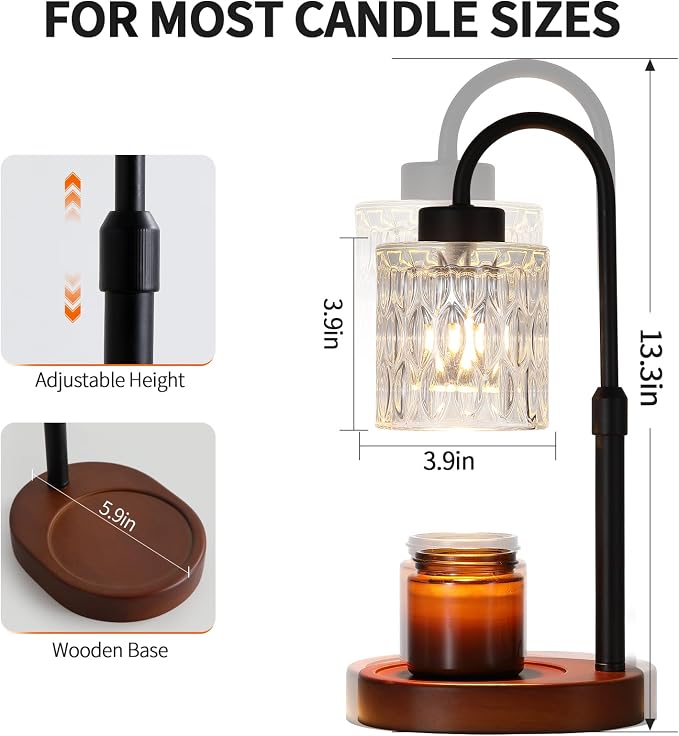 Black Candle Warmer Lamp with Dimmer and Timer, Home Decor Lamp - Image 3
