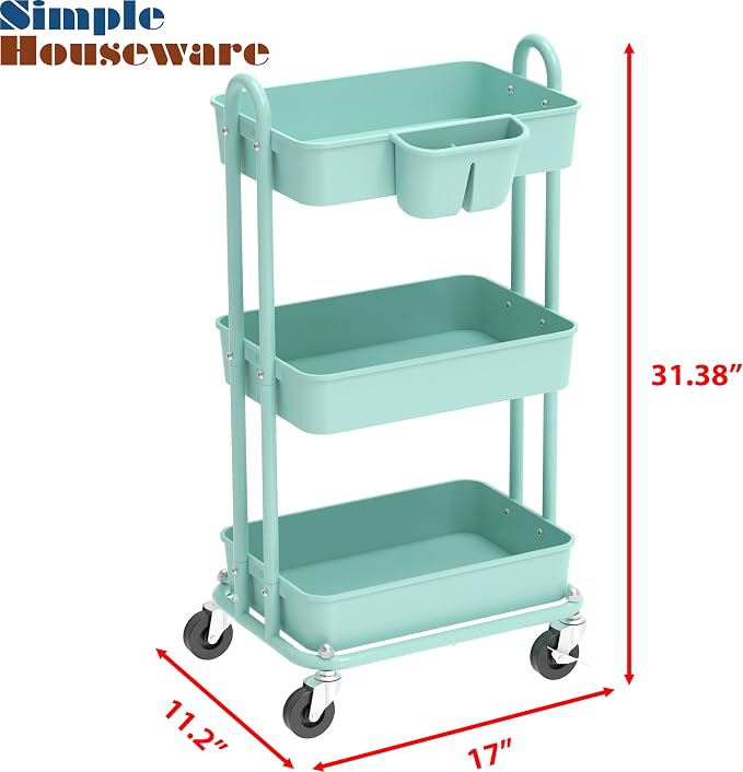 Simple Houseware 3-Tier Multifunctional Rolling Utility Cart - Image 3