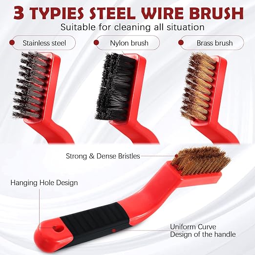 Sumind 30 Pcs Wire Cleaning Brush Set Nylon/ Stainless Steel/ Brass Metal Brush - Image 3