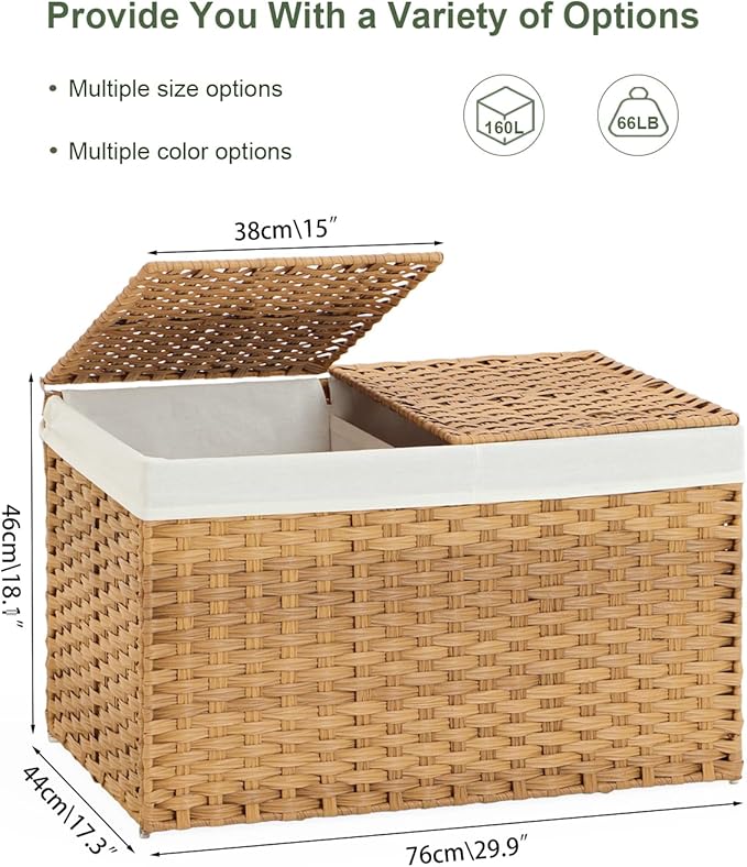 Storage Basket with Lid Wicker Baskets - Image 4