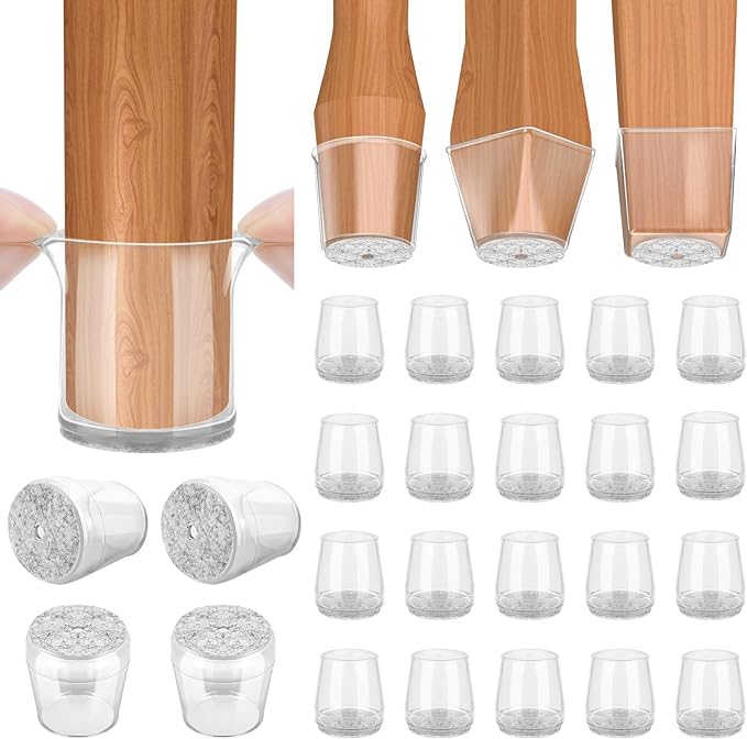 BALEINE 24 Pack Silicone Chair Leg Floor Protectors, Stool Leg Protectors Cap by BALEINE