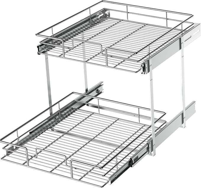 LOVMOR 2 Tier Individual Pull Out Cabinet Organizer 19½" W x 21½" D, Slide Out by LOVMOR