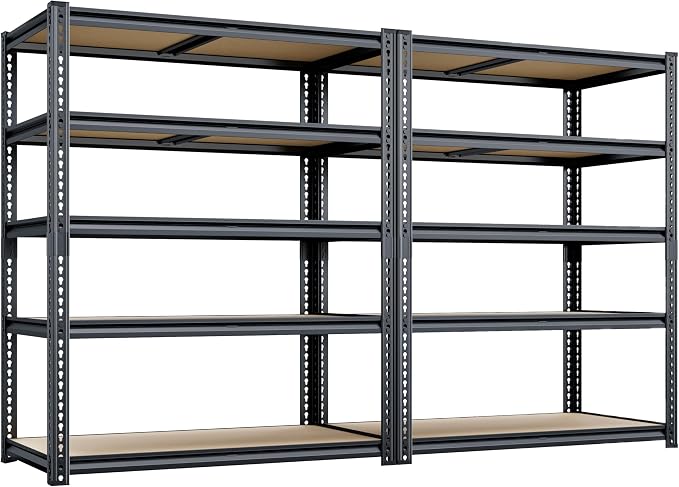 72"H Storage Shelves heavy duty, 2000LBS Garage Shelving, 5 Tier Metal Shelving by Unknown