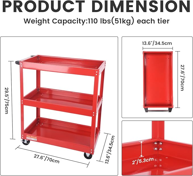 3-Tier Commercial Utility Cart - Image 2