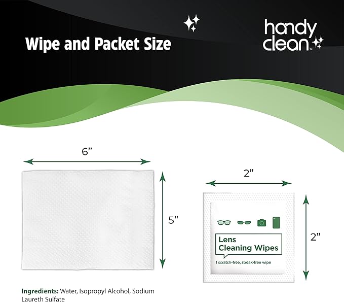 HandyClean Pre-Moistened Lens Cleaning Wipes, Eyeglass Wipes, Screen Wipes - Image 3