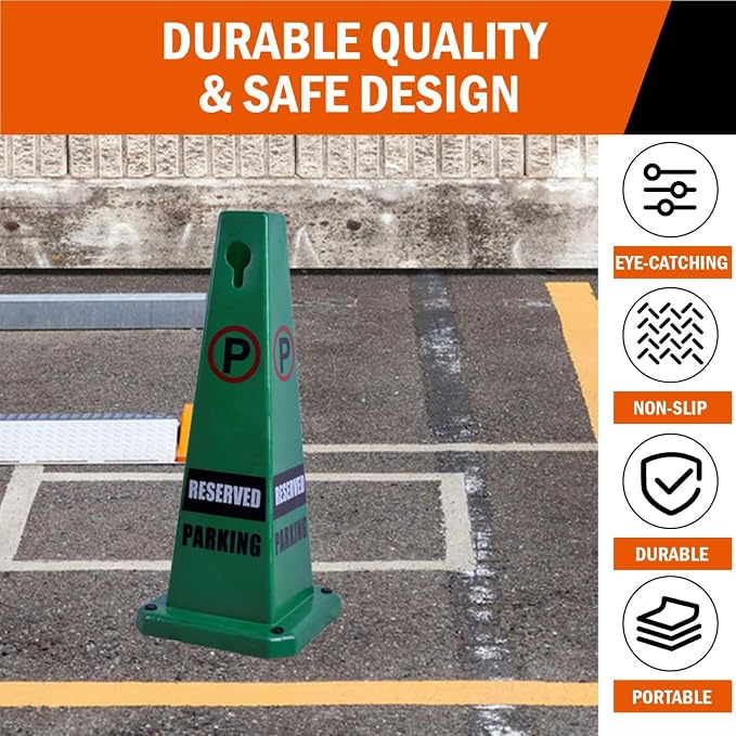 8-Pack 26.5" Caution Cones, 4-Sided Visible Safety Signs - Image 4