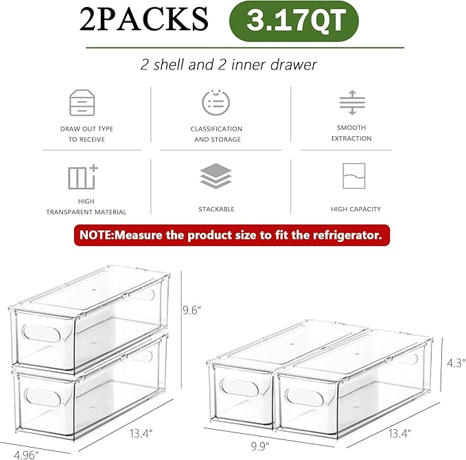 2 Pack Fridge Organizers and Storage - Image 2